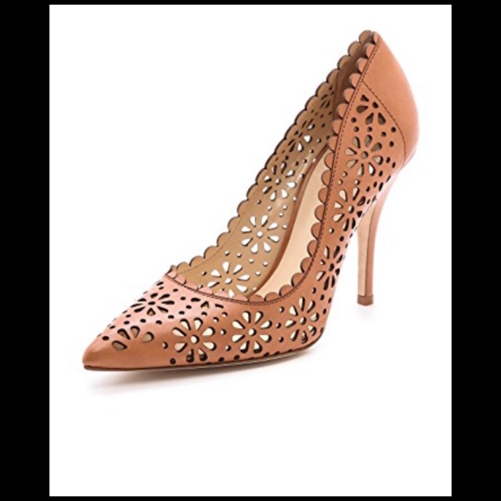 Kate Spade laser cut brown pumps